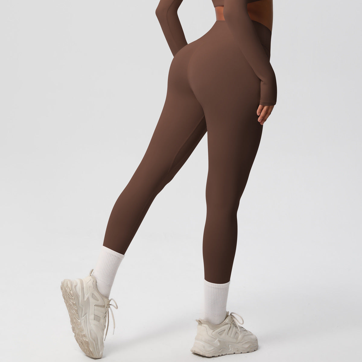 High Waist Nude Feel Skin Friendly Tights Running Exercise Workout Pants Pilates Sexy Slim Solid Color Yoga Pants