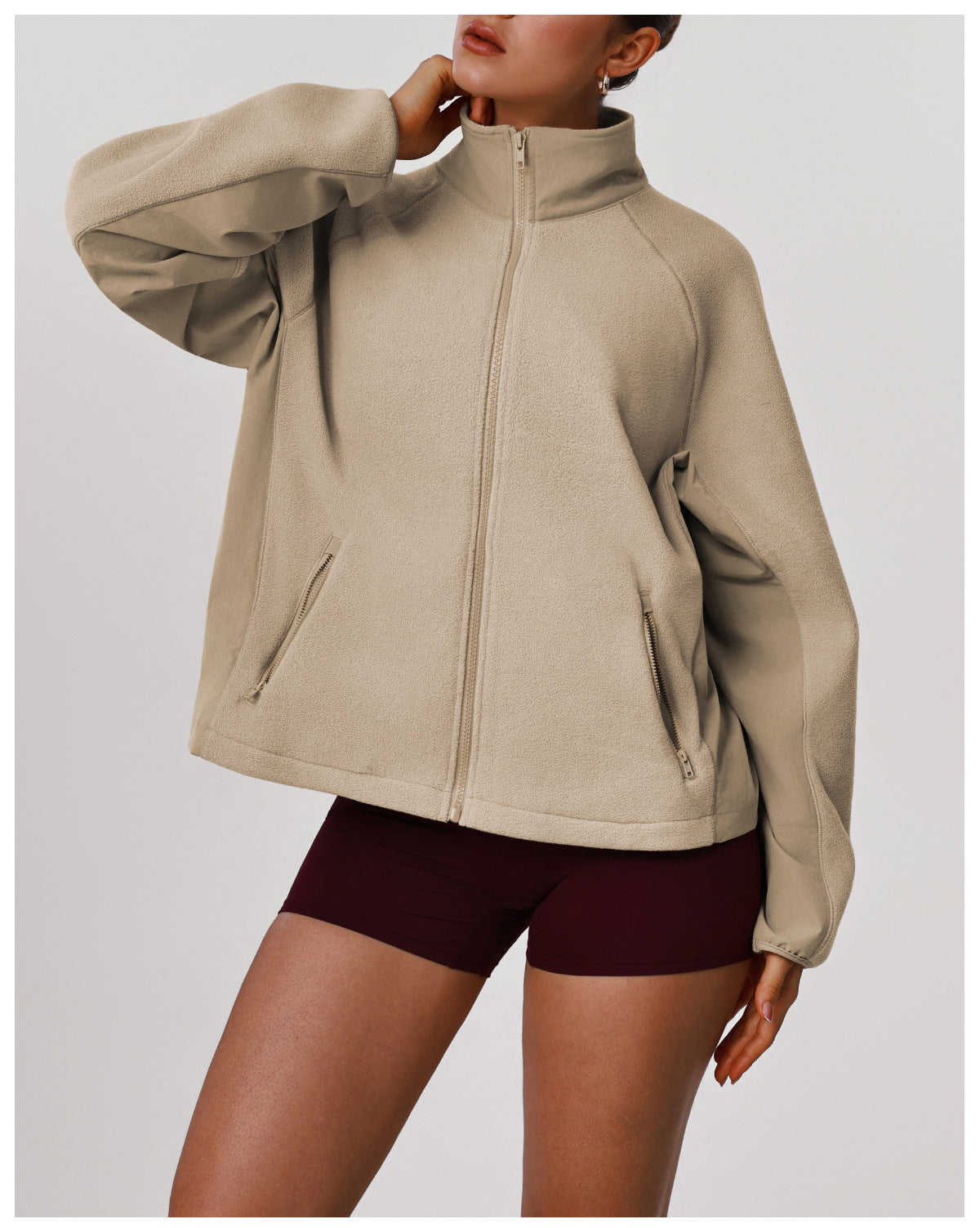 Arrival Warm Loose Polar Fleece Casual Coat Women Autumn Winter Thickening Stand Collar Cardigan Sports Sweater Coat