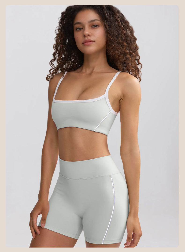 Spring Summer Yoga Clothes White Edge Lines High Strength High Waist Hip Lift Running Workout Shorts