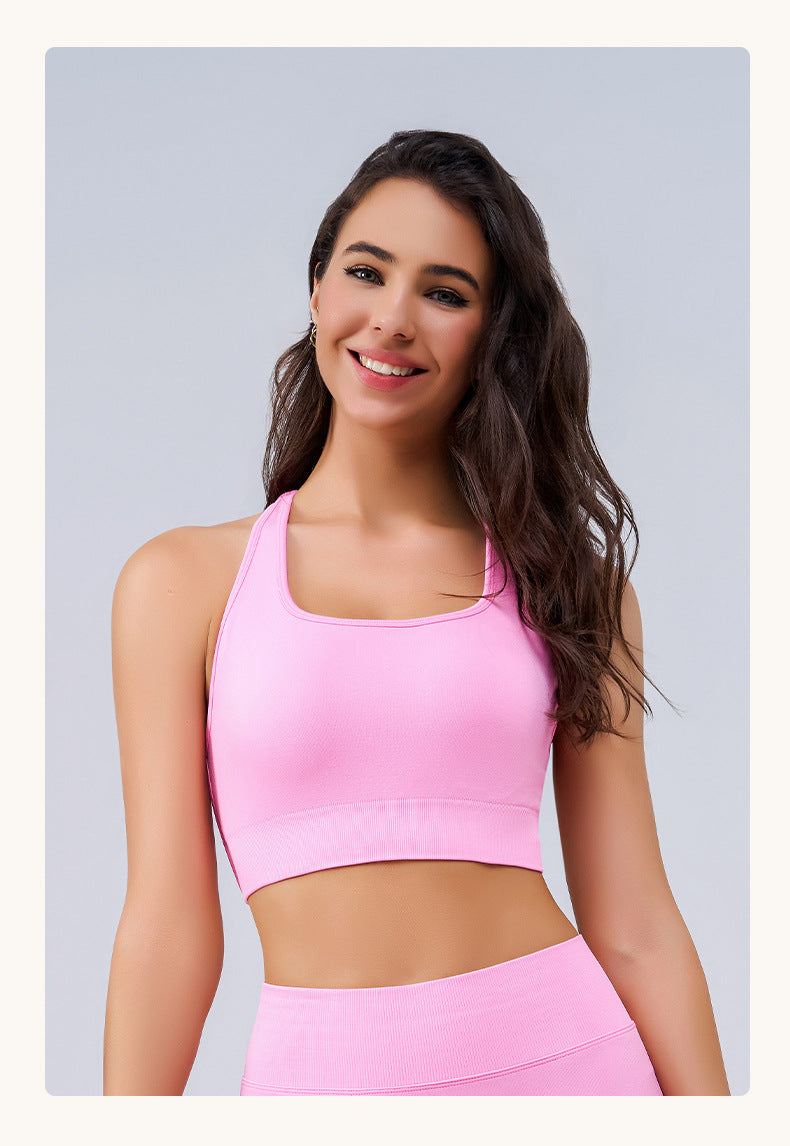 Beauty Back Running Exercise Underwear Women Medium High Strength Yoga Clothes Vest Shockproof Push Up Bra Fitness