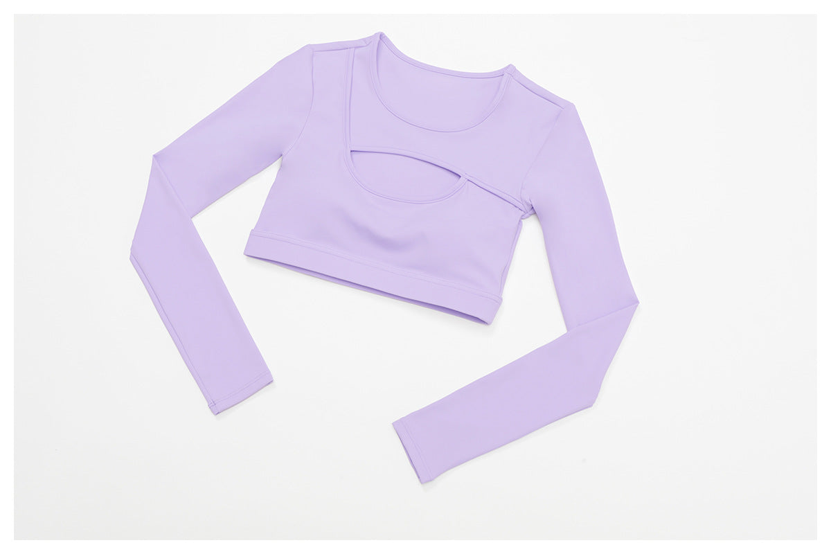 Sollinarry Nude Feel Tight Yoga Long Sleeve Shockproof Sports Hollow Out Cutout T shirt Running Workout Yoga Top