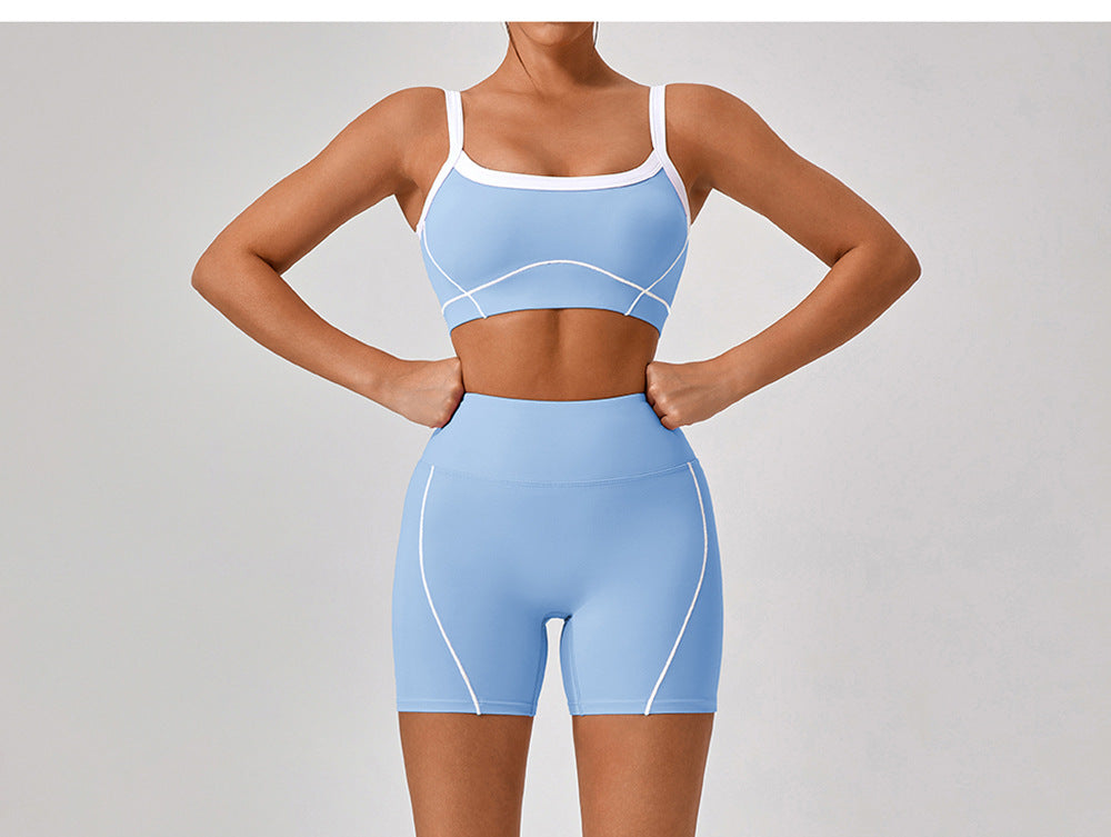 White Edge Nude Feel Outdoor Sports Underwear Women Shockproof High Strength Spaghetti Strap Beauty Back Yoga Vest