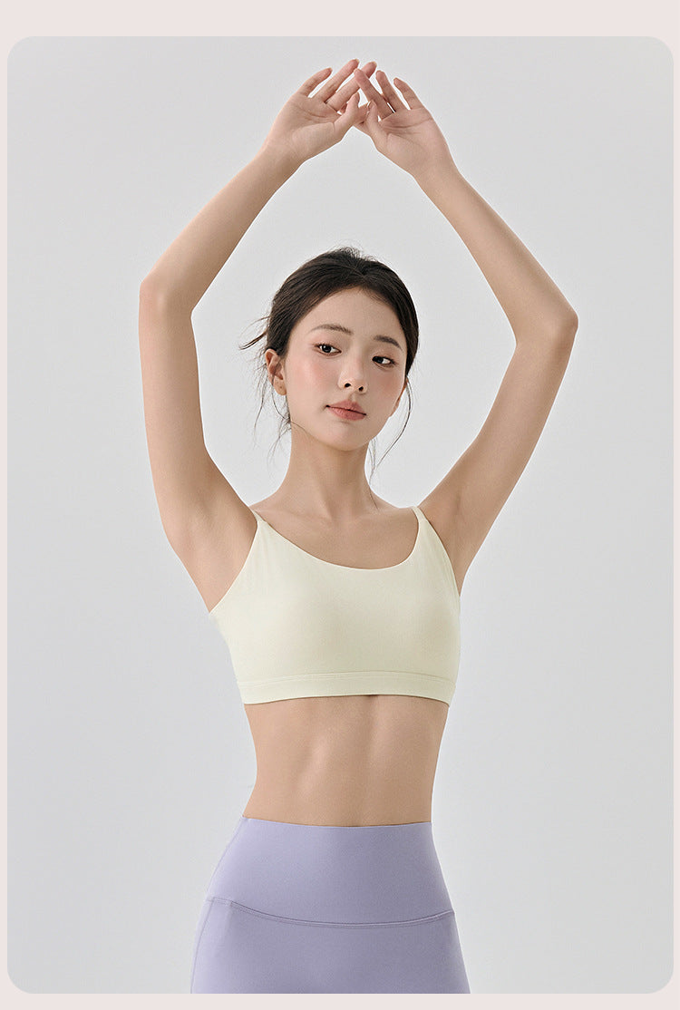 Beauty Back Yoga Underwear Semi Fixed Diamond Cup Women Spaghetti Strap Sports Fitness Clothes Bra