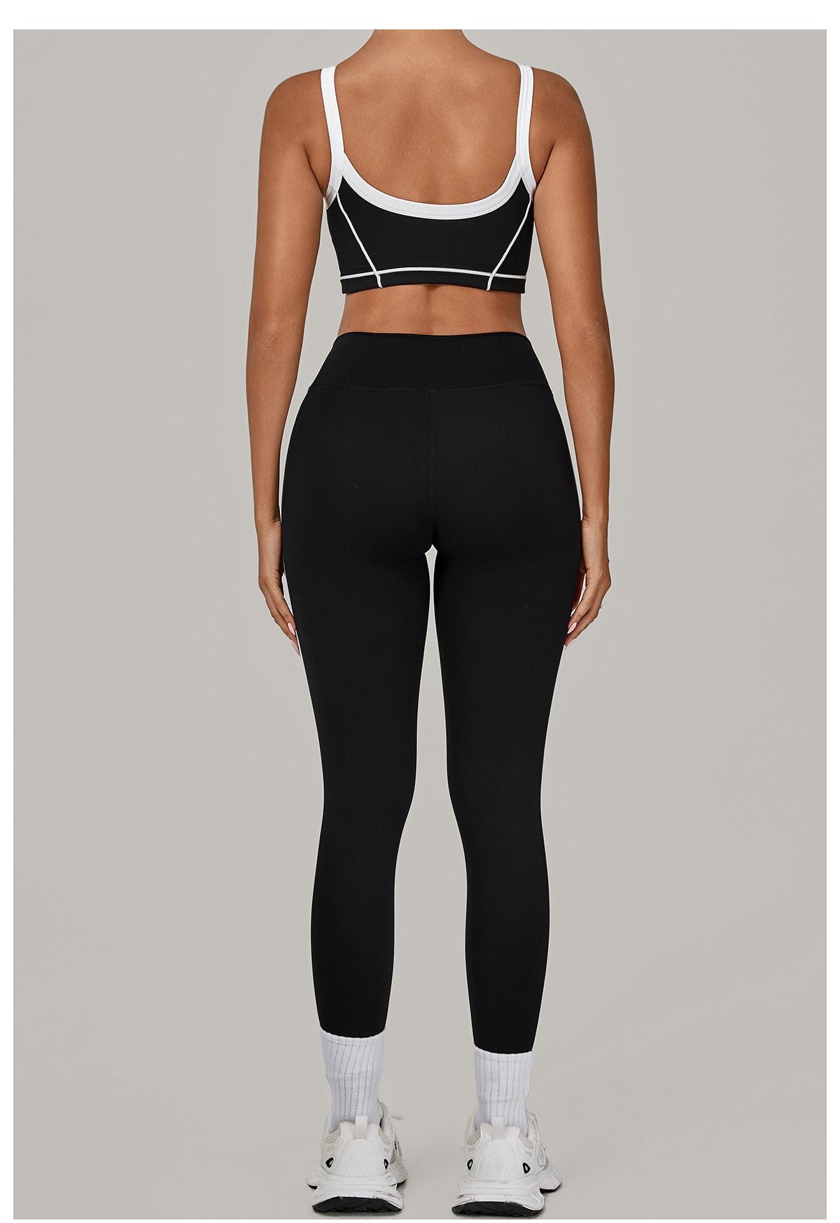 Autumn Sand Color Contrast Patchwork Yoga Suit Skinny Slimming Outdoor Sports Running Fitness Two Piece Sets