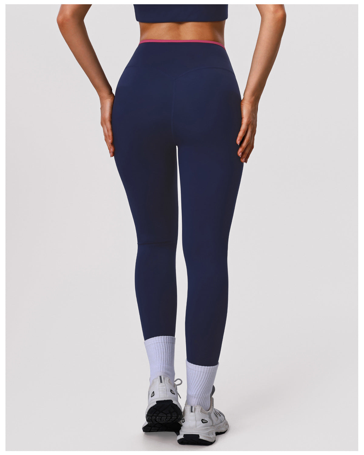 Nude Feel Skinny Hip Raise Yoga Pants Cross High Waist Contrast Color Tights Women Sports Running Workout Ankle Length Pants