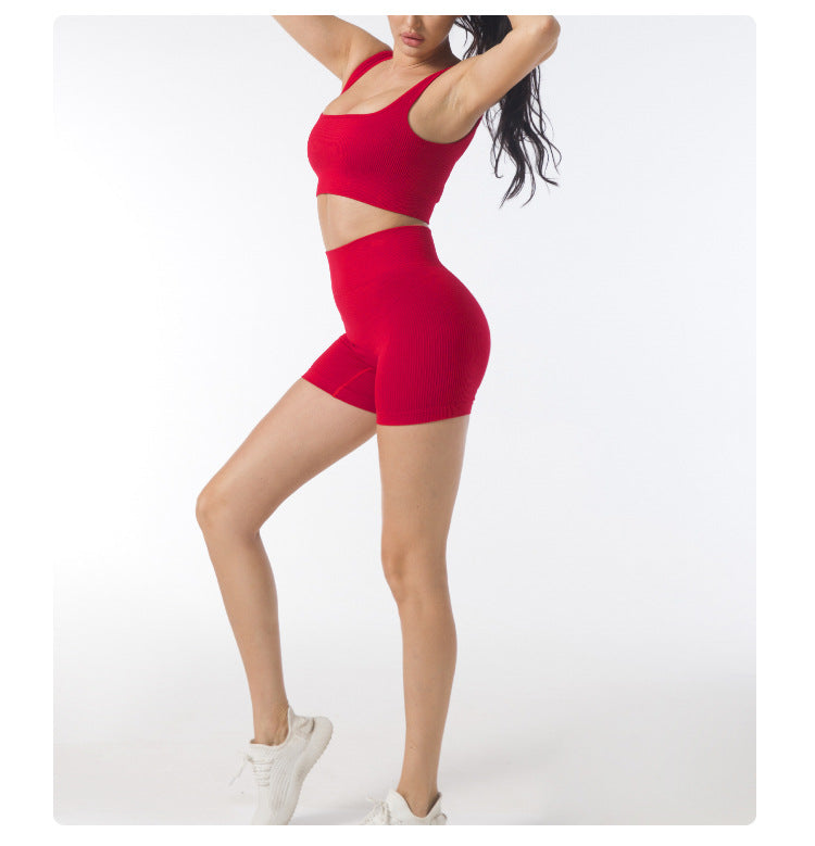 Hip Raise High Waist Seamless Yoga Pants Women Peach Hip Tight Three Point Sports Pants Quick Drying Thread Fitness Shorts
