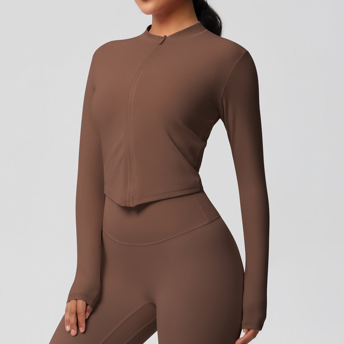 Nude Feel Sports Jacket Women Tight Training Workout Clothes Stand Collar Zipper Cardigan Nude Feel Yoga Clothes