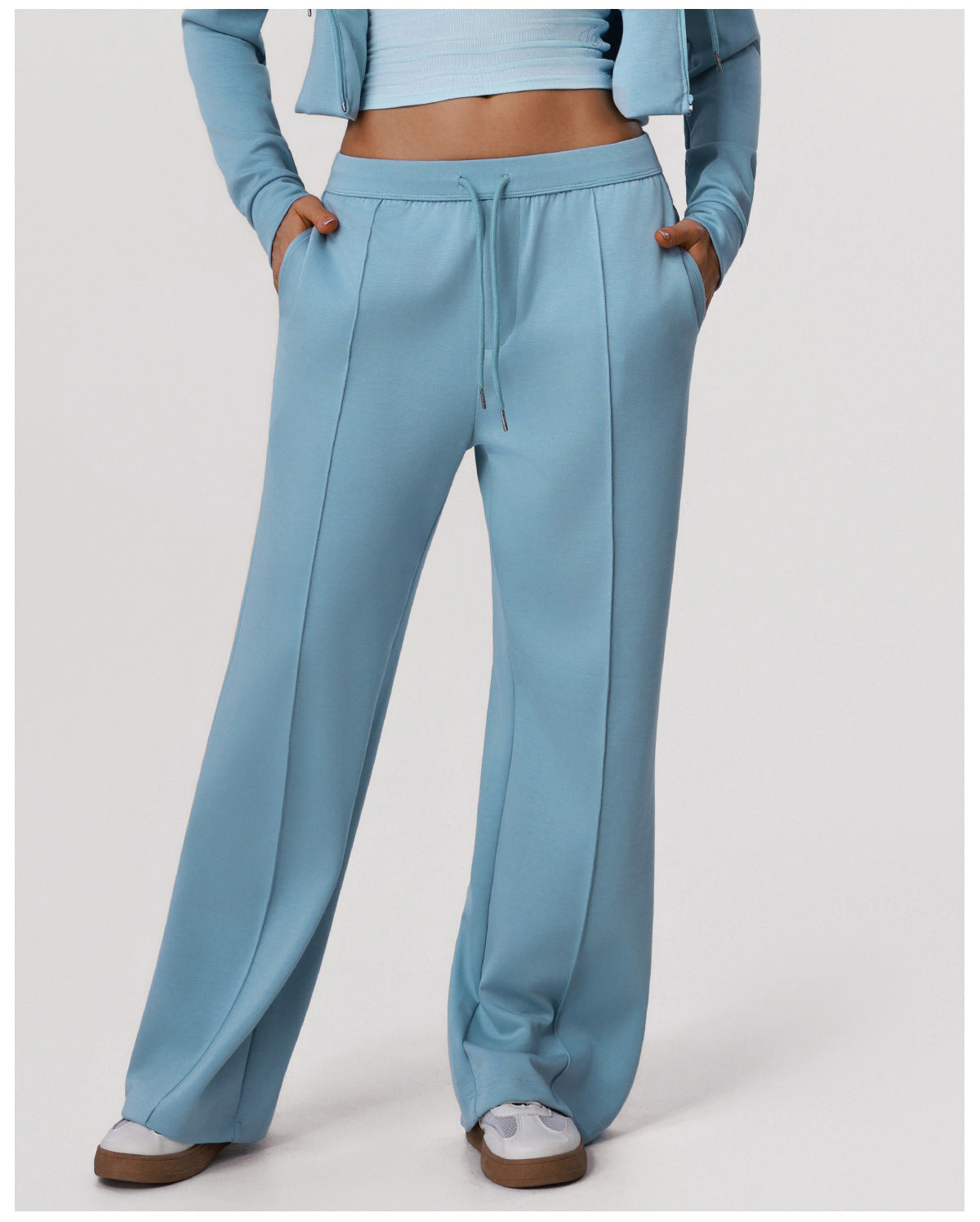 Loose Pockets Dance Training Yoga Pants Straight Mop Wide Leg Pants Running Exercise Pants Women