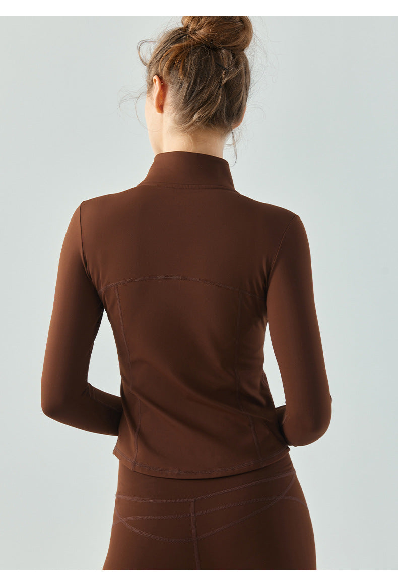 Yoga Clothes Coat Fall Winter Slim Slimming Zipper Long Sleeve Sports Top Warm with Velvet Workout Clothes Fleece Jacket