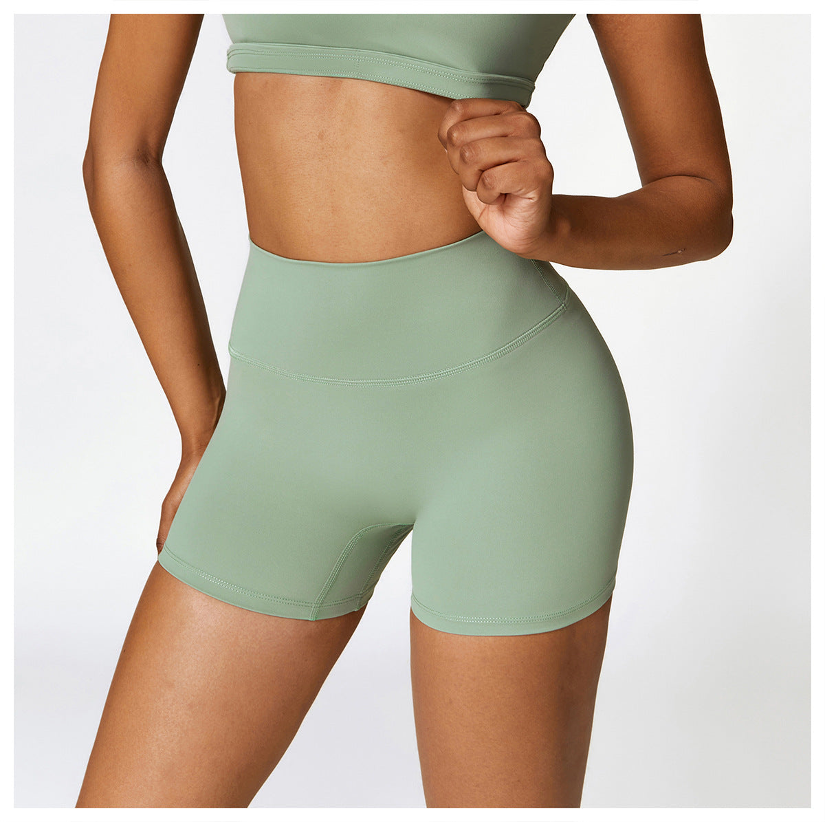 Brushed Tight Yoga Shorts Women High Waist Belly Contracting Fitness Pants Hip Lifting Running Exercise Shorts