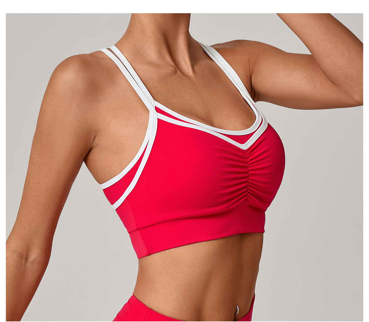 Autumn Sand Tight Nude Feel Contrast Color Sports Bra Women Backless Yoga Vest Workout Clothes Outer Wear Sports Top