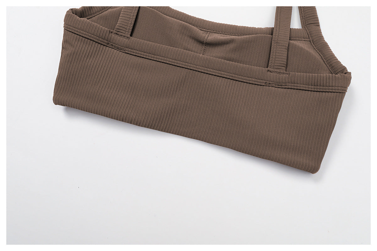 Sollinarry Double Shoulder Strap Thread Yoga Bra Hollow Out Cutout Back Tight Sports Underwear Outer Wear Running Fitness Clothes