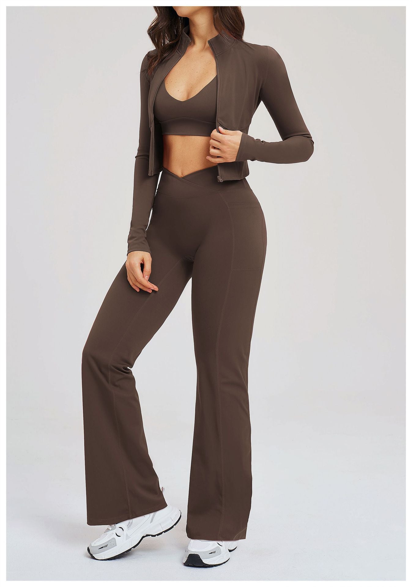Sports Workout Clothes Naked Women Sense Zipper Casual Outdoor Fitness Running Sports Two Piece Sets