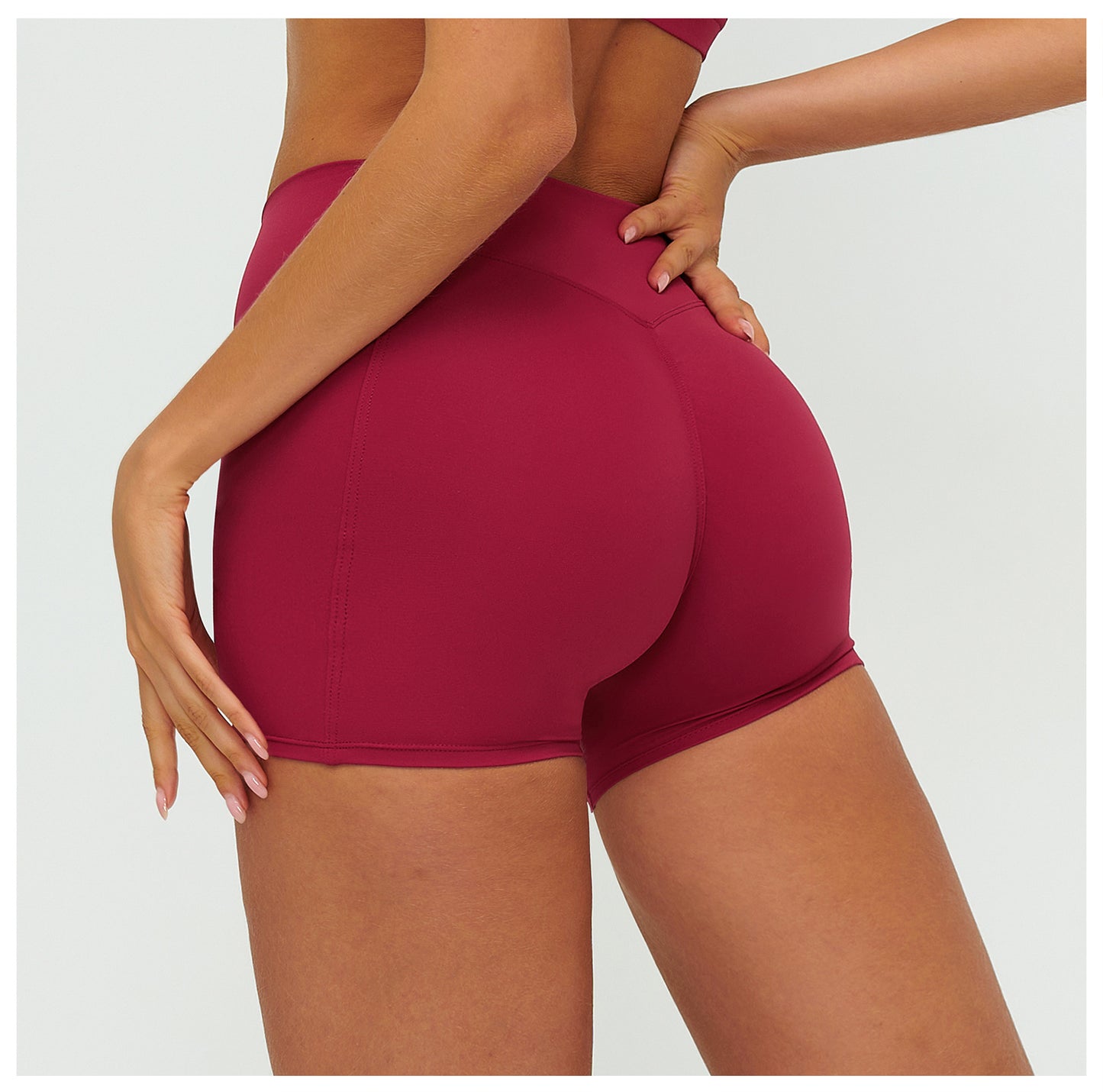 Brushed Yoga Shorts Women High Waist Folding Hip Lifting Shorts Outdoor Running Sports Shorts