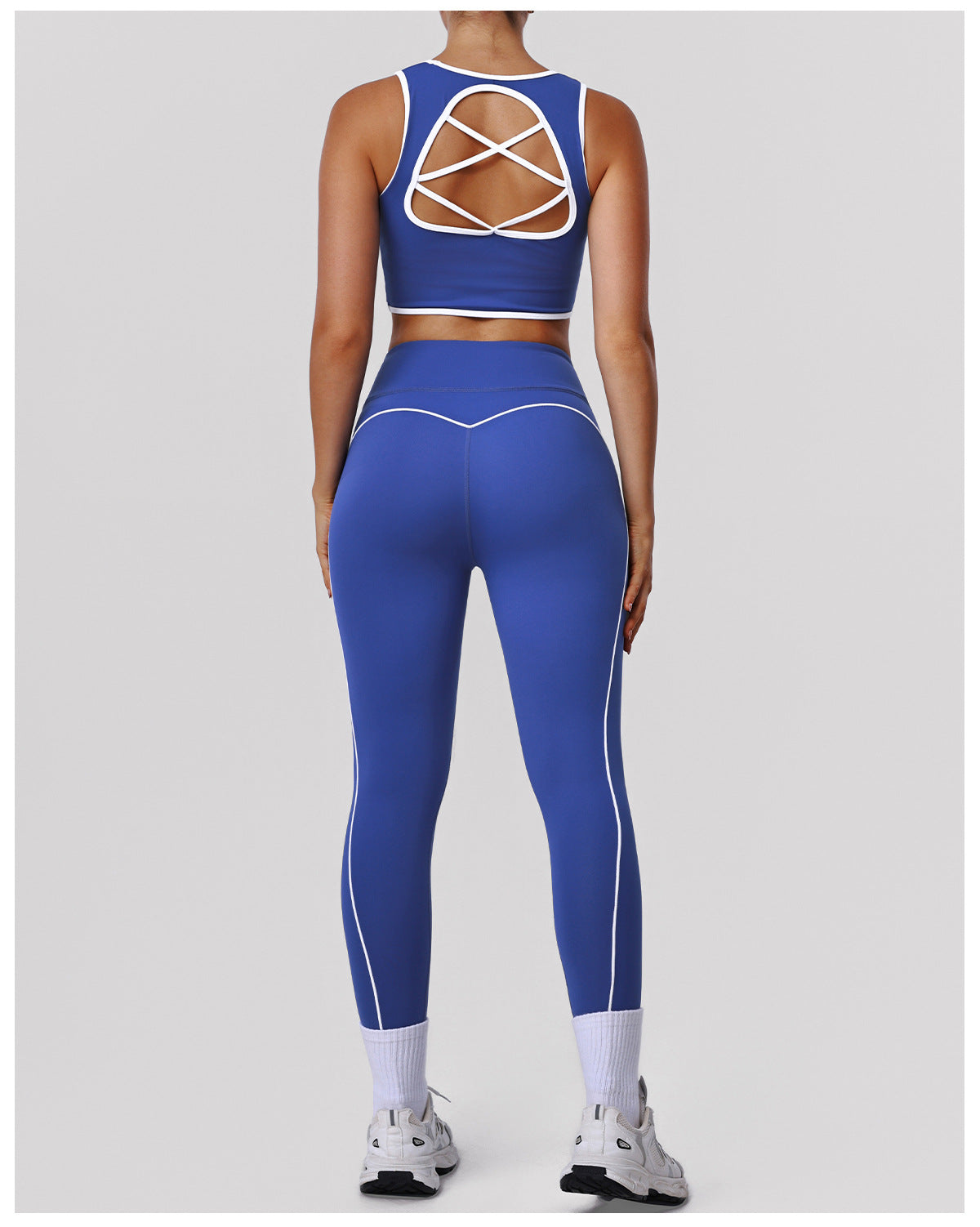 High Elastic Running Workout Outfit Shockproof Striped Bra Hip Raise High Waist Sports Pants Yoga Two Piece Sets