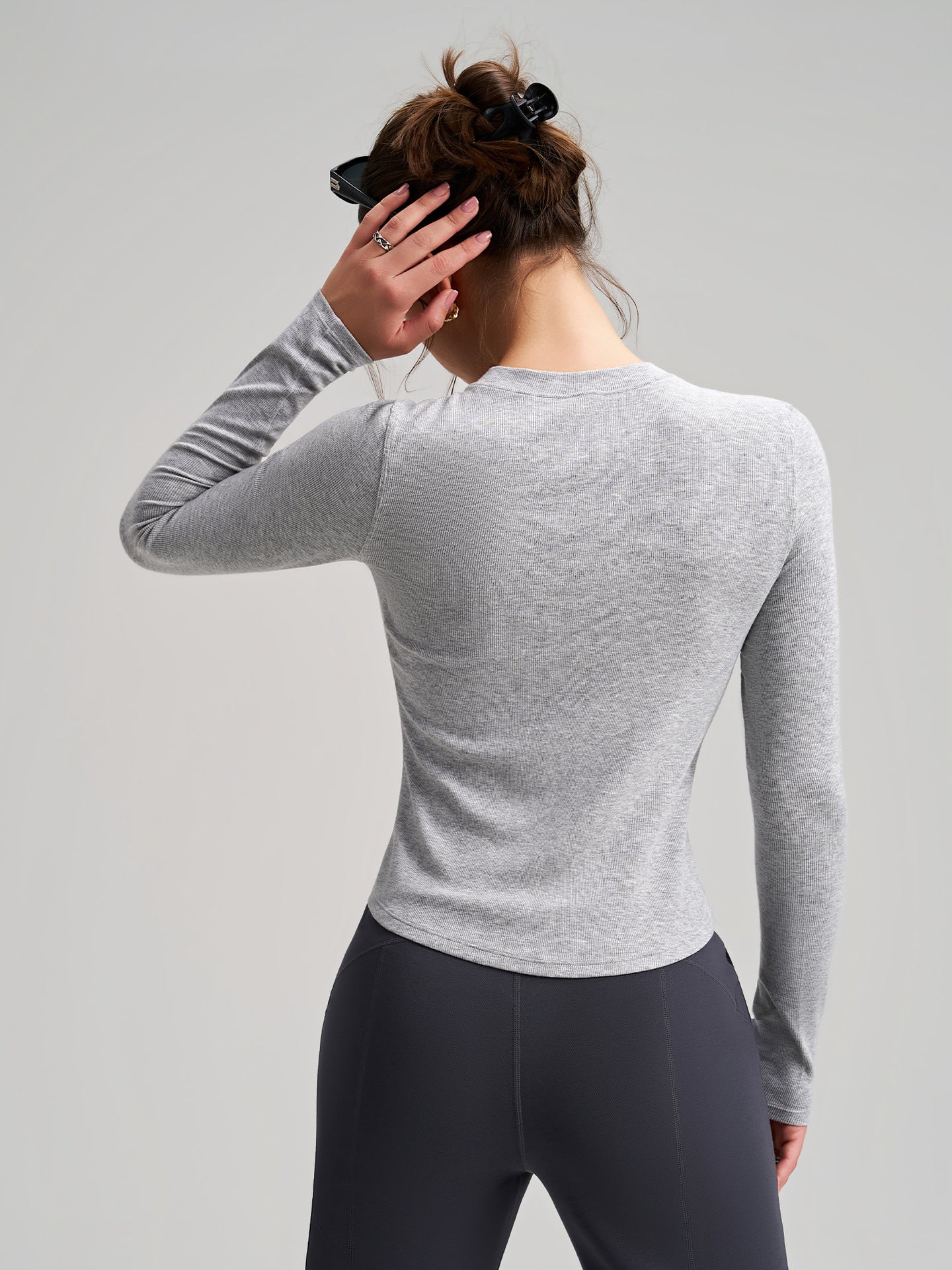 Yoga Long Sleeved Top Slim Fit Slimming Sports Henley Shirt Exercise Yoga Clothes Running Workout Long Sleeve