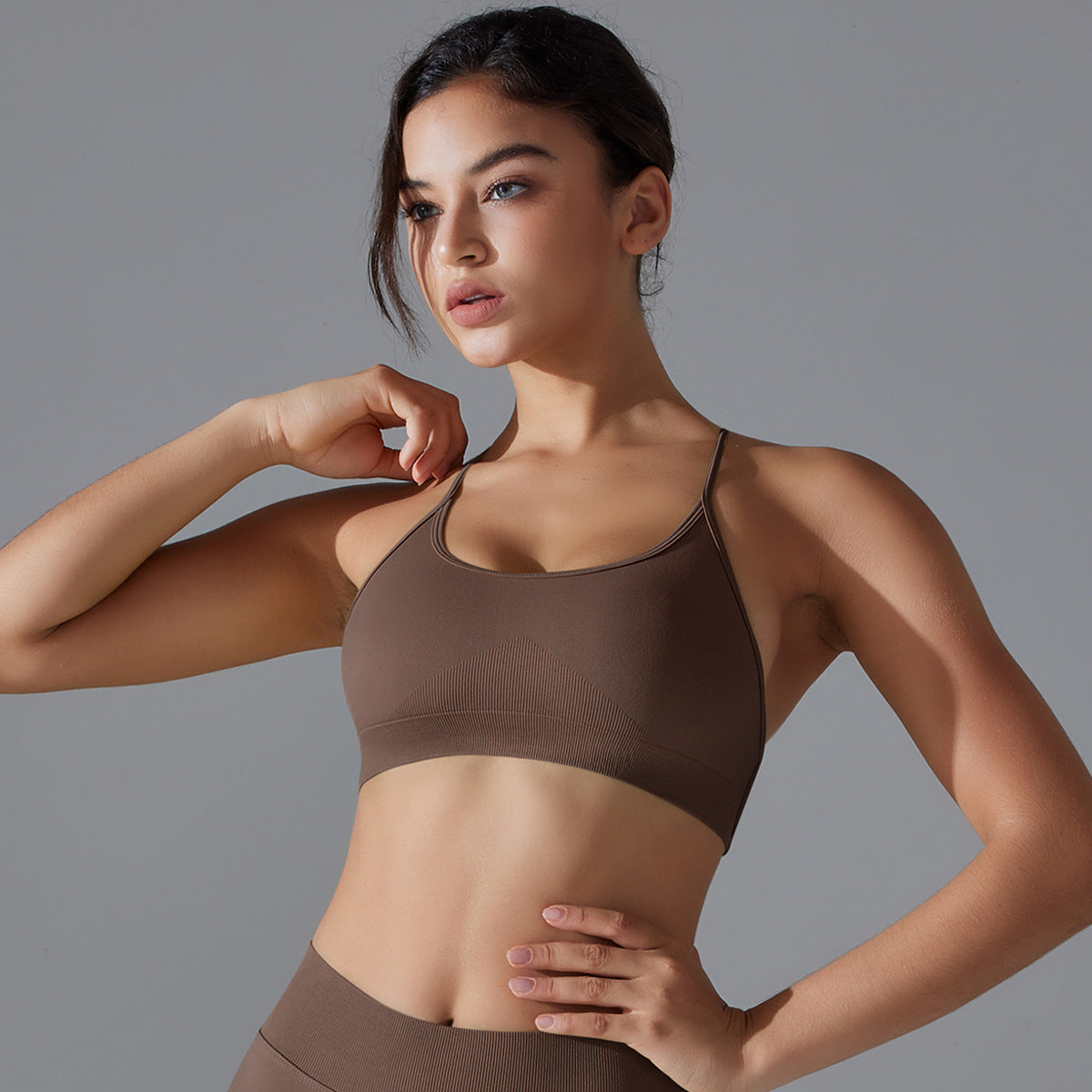 Seamless Knitted Yoga Bra Quick Drying Tight Sports Running Fitness Clothes Sling Cross Beauty Back Yoga Clothes