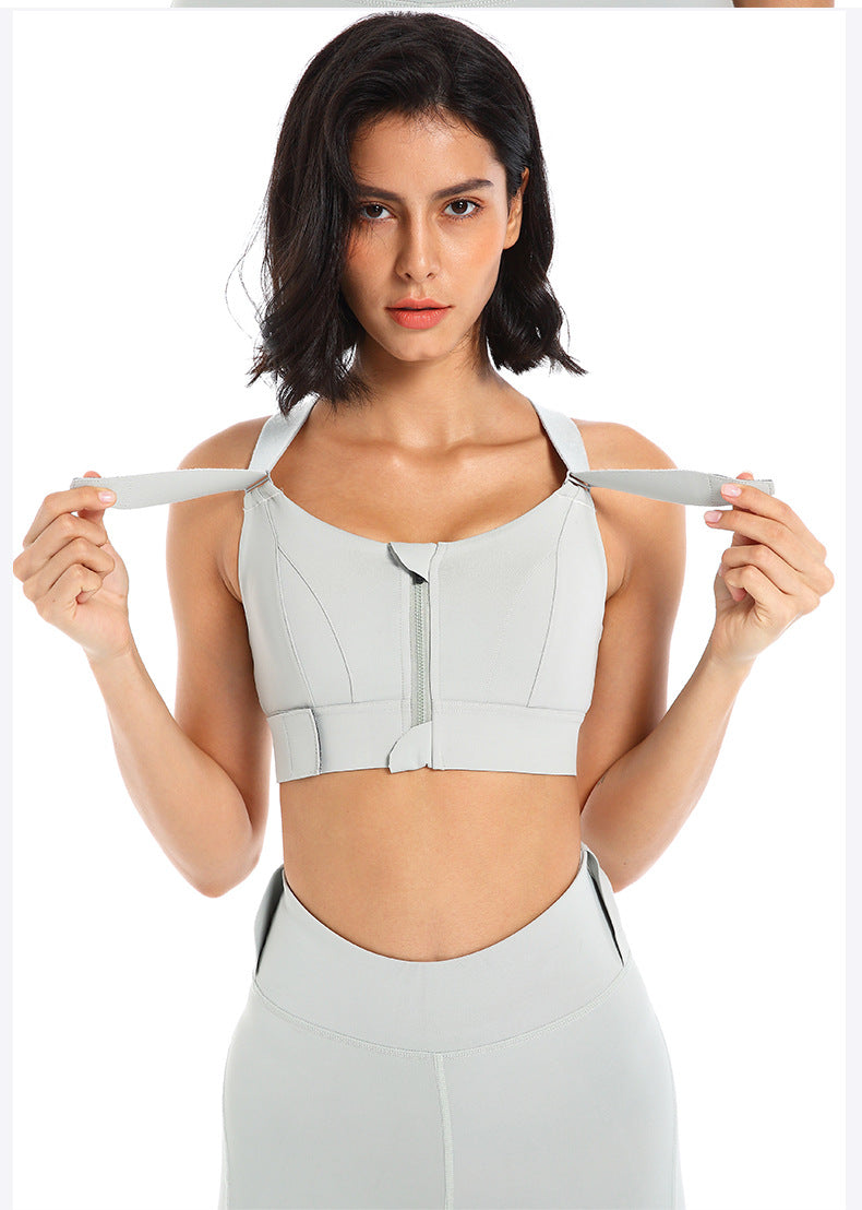 Zipper Sports Underwear Women High Strength Shockproof Running Yoga Beautiful Vest Seamless Push up Workout Bra Bra