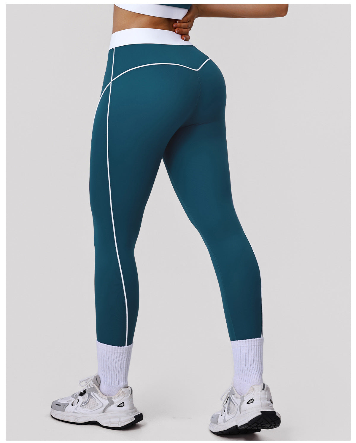Peach Hip Raise Yoga Pants Color Matching High Waist Belly Contracting Sports Tights No T Line Outdoor Running Fitness Pants