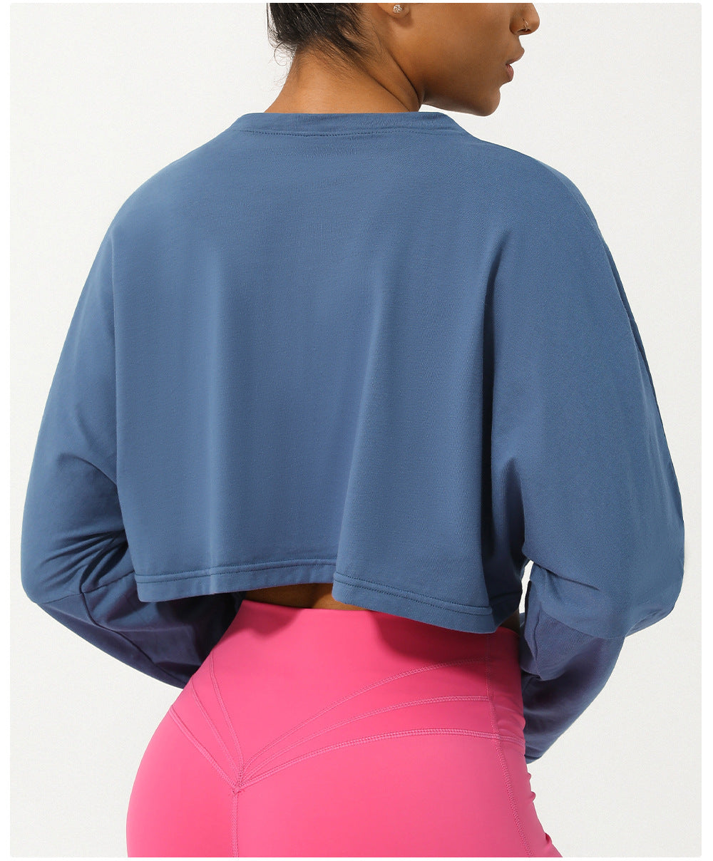 Spring Summer Yoga Clothing Top Round Neck Loose Running Sport Long Sleeve T Shirt Short Breathable Fitness T Shirt Top Women