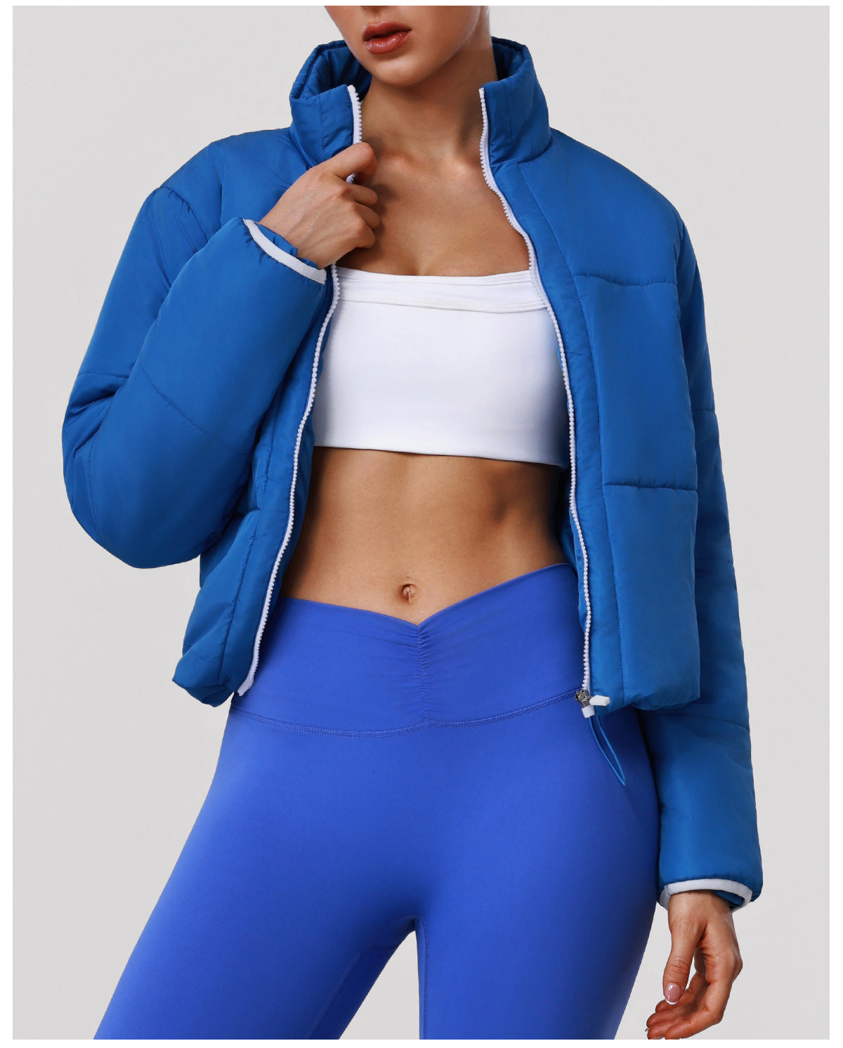 Outdoor Warm Keeping Sports Cotton Padded Clothes Women Autumn Winter Thick Windproof Zipped Cotton Padded Jacket Slim Fit Running Workout Clothes Jacket
