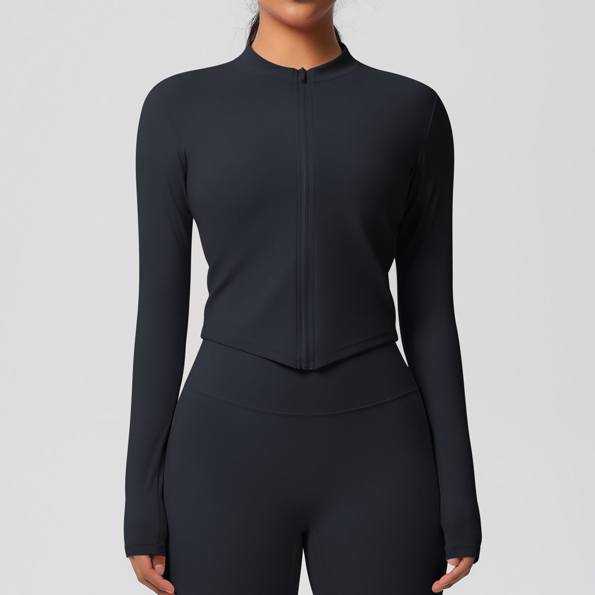 Nude Feel Sports Jacket Women Tight Training Workout Clothes Stand Collar Zipper Cardigan Nude Feel Yoga Clothes