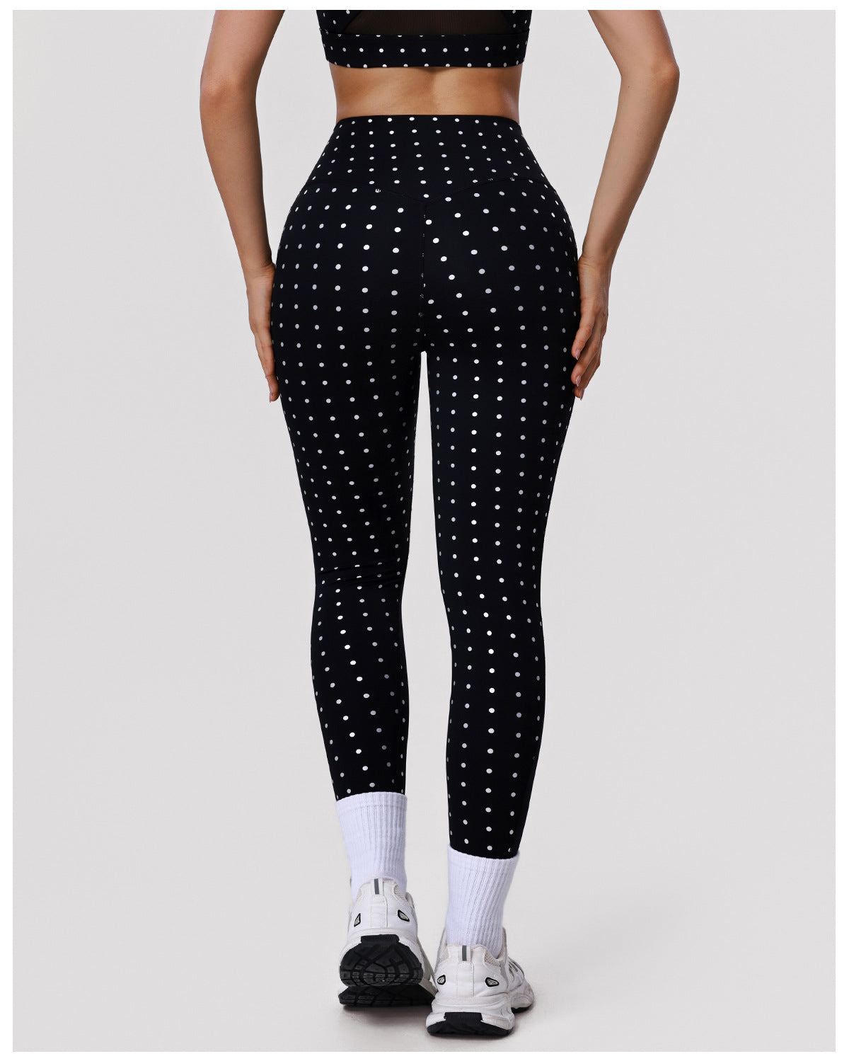Nude Feel Peach Hip Raise Fitness Yoga Pants Silver Polka Dot High Elastic Sports Skinny Ankle Length Pants Women
