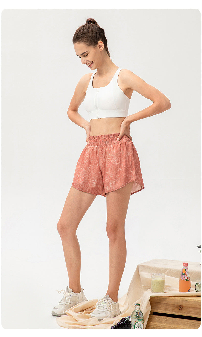 Women Loose Breathable Running Exercise Shorts Faux Two Piece Anti Exposure Lining Quick Drying Yoga Fitness Shorts