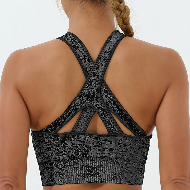 Autumn Sports Bra Fitness Vest Wide Shoulder Strap Cross Beauty Back Yoga Sports Bra