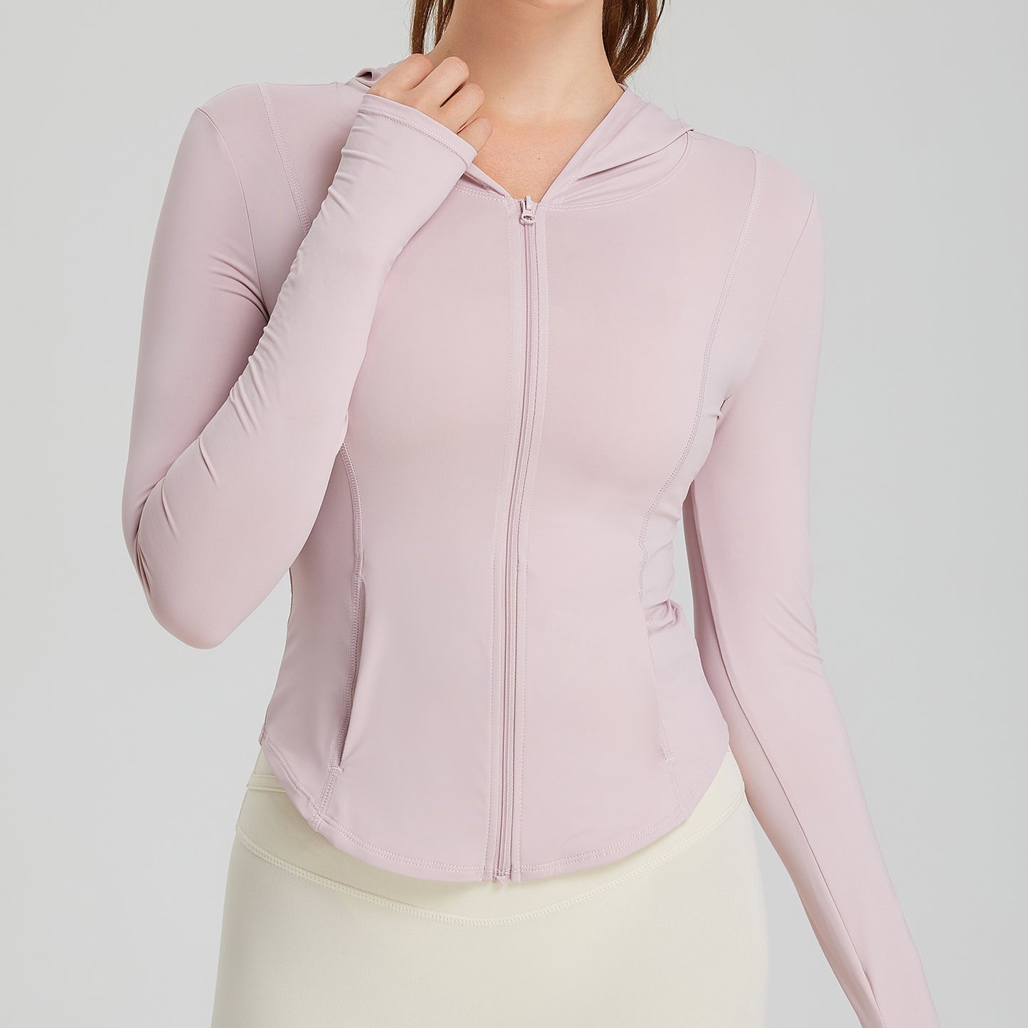 Cool Feeling Sun Protection Sports Coat Women Slim Fit Slimming Zipper Hoodie Running Quick Drying Workout Top