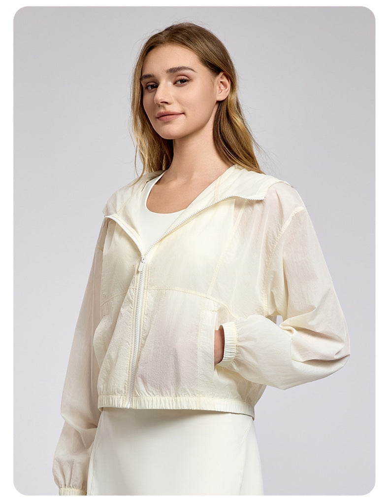Lightweight Breathable Long Sleeves Top Women's Loose Outdoor Casual Anorak Summer Sports Running Yoga Clothes Coat