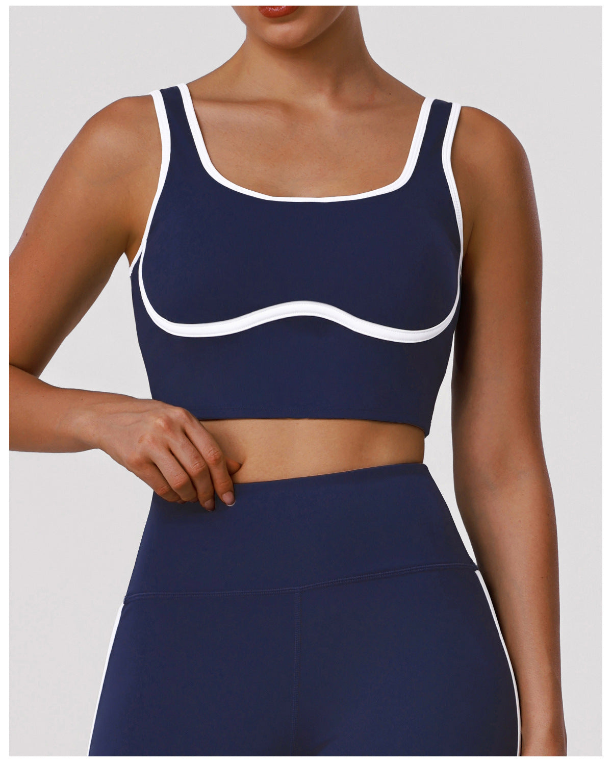 Color Contrast Yoga Bra Outer Wear Running Fitness Shockproof Push up Hollow Out Cutout Breathable Beauty Back Exercise Bra