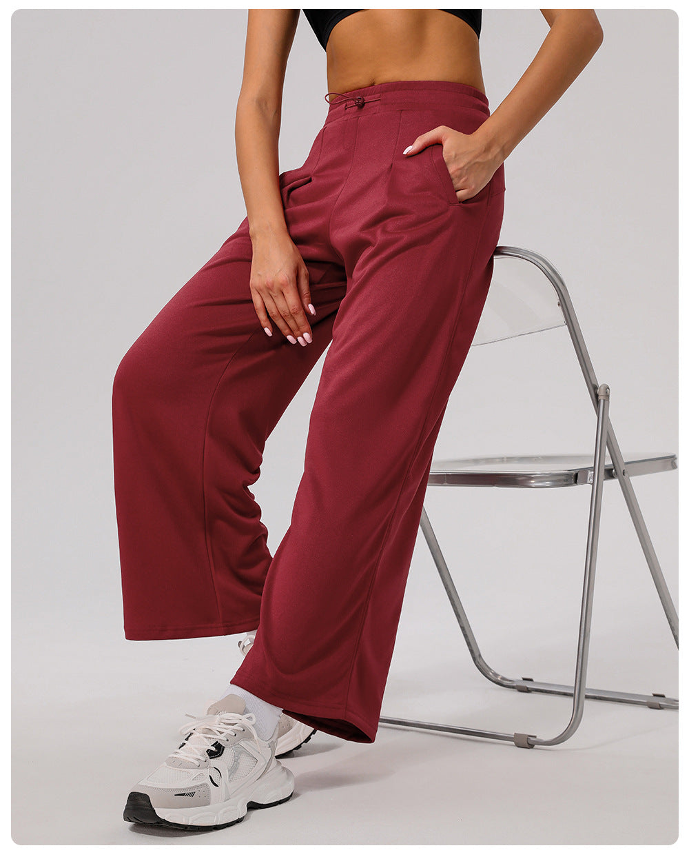 Casual Sports Wide Leg Pants High Waist Hip Lift Draped Pants Slimming Pocket Loose Yoga Dance Pants