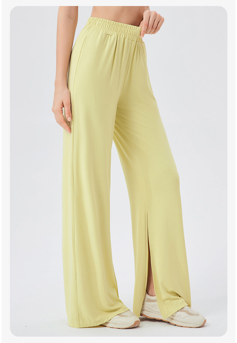 Women Loose Track Pants Modal Cool Breathable Casual Dance Pants High Waist Drooping Split Yoga Trousers