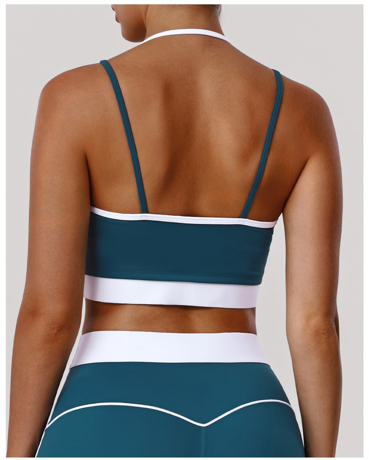 Thin Belt Color Matching Workout Bra Shockproof Outdoor Running Training Sports Underwear Yoga Vest with Pad