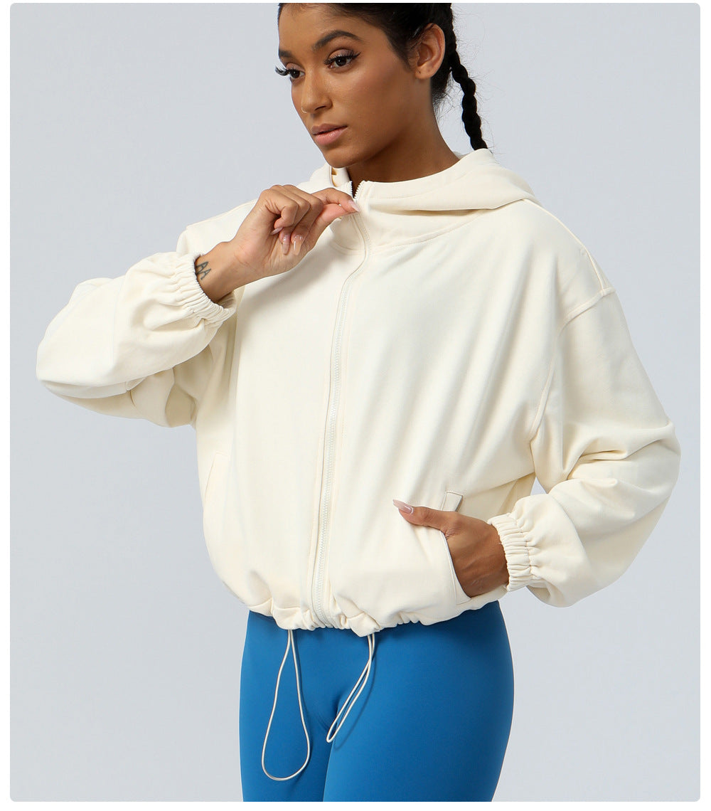 Loose Casual Sports Sweater Workout Top Outdoor Running Cycling Training Zipper Coat Sweatshirt Women