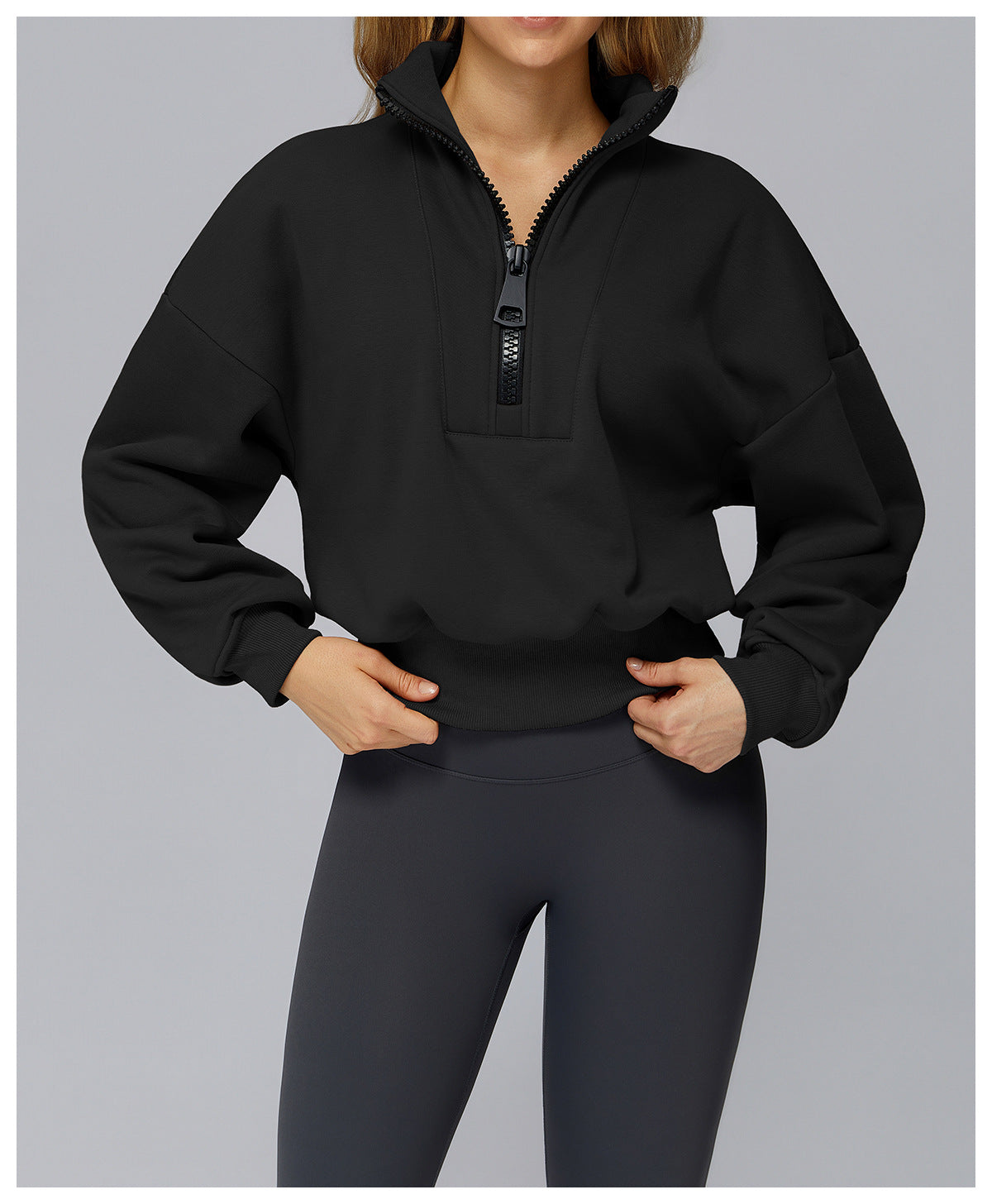 Autumn Winter Sports Sweater Stand Collar Loose Windproof Sweater Warm All Matching Outdoor Casual Sports Top