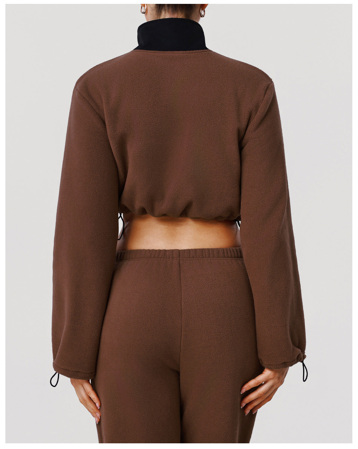 Autumn Winter Thick Polar Fleece Sports Slim Fitting Coat Warm Stand Collar Zipper Pocket Fitness Long Sleeved Upper Garment