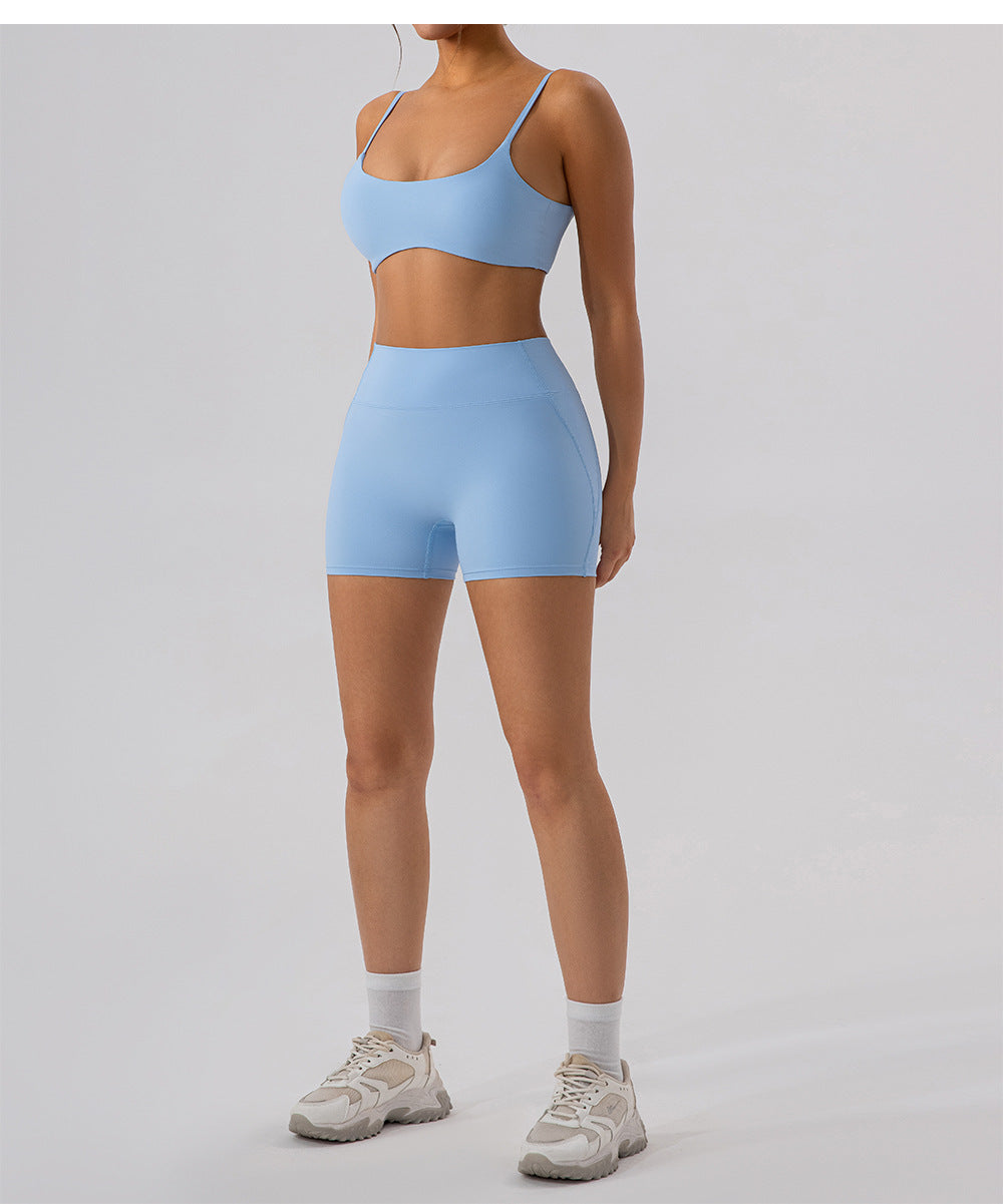 Hip Raise High Waist Yoga Shorts Women Running Slim Fit Sports Shorts Nude Feel Outer Wear Training Belly Contracting Fitness Pants