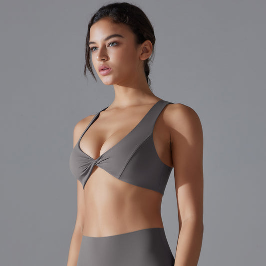 Sports Back Shaping Underwear Skin Friendly Nude Feel Breathable Sexy Hollow Out Cutout Yoga Vest Shockproof Push Up Yoga Bra