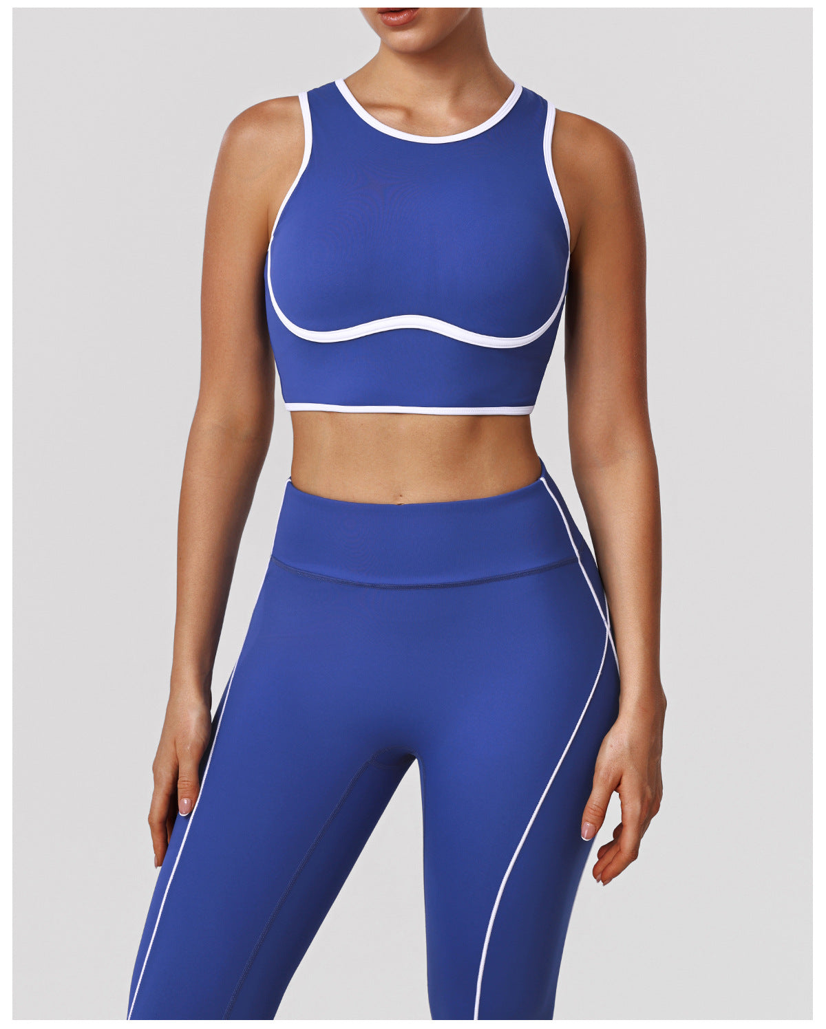 High Elastic Running Workout Outfit Shockproof Striped Bra Hip Raise High Waist Sports Pants Yoga Two Piece Sets