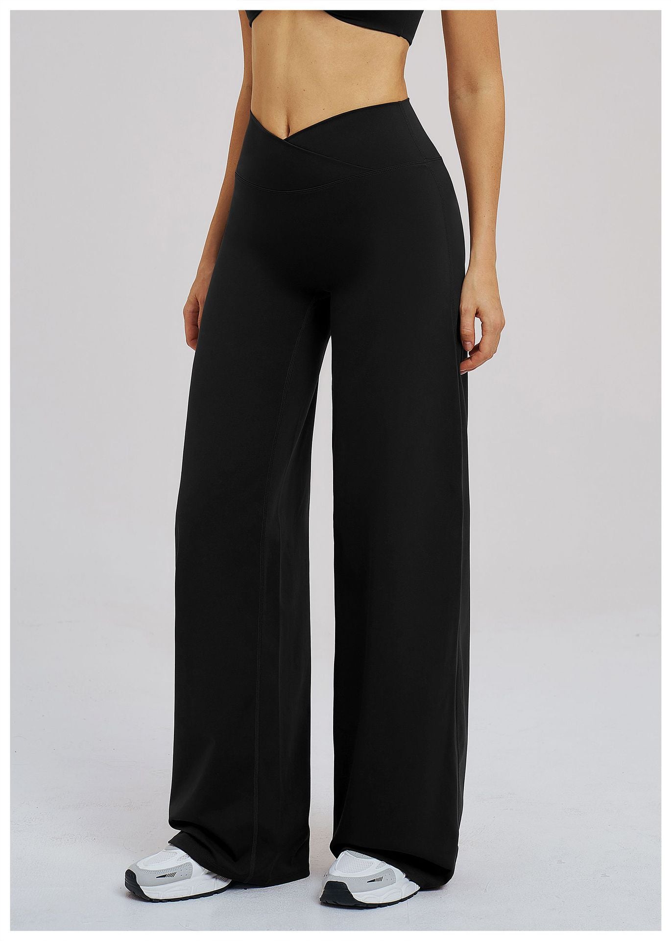 Brushed Casual Wide Leg Pants Cross Waist Brushed Loose Pants Outdoor Running Sports Wide Leg Pants