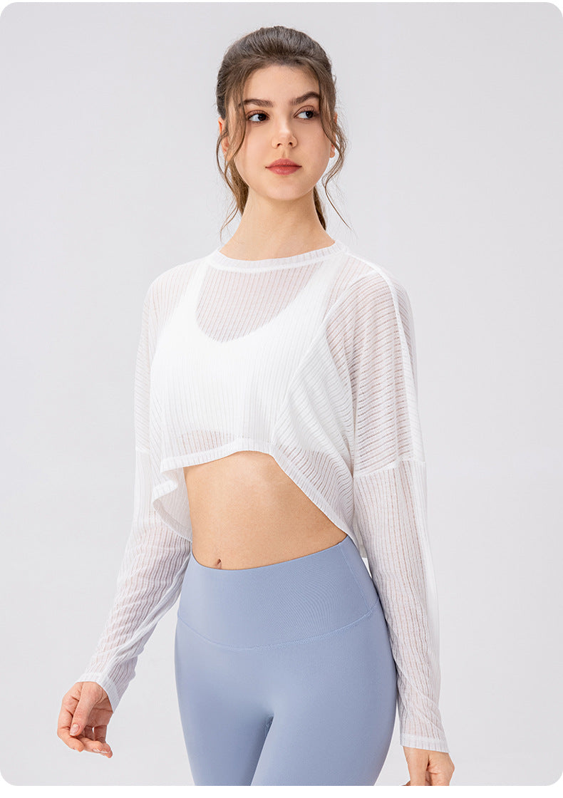 Women Yoga Blouse Long Sleeve Lightweight Breathable Workout Top Loose Outdoor Running Casual Sports Blouse
