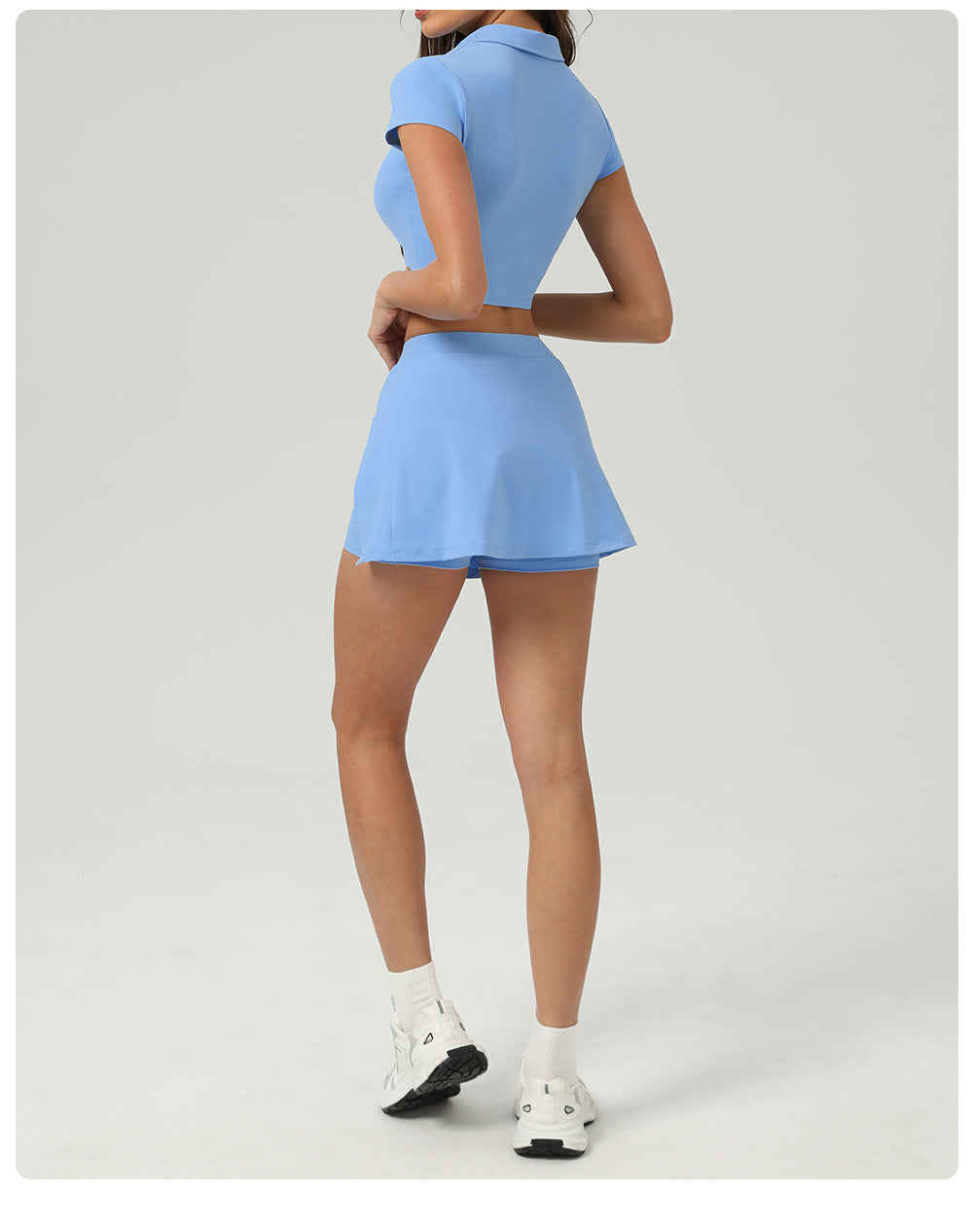 Summer Tennis Skirt Ice Feeling Sun Protection Sports Short Sleeve Top Loose Running Anti Emptied Pantskirt Two Piece Sets
