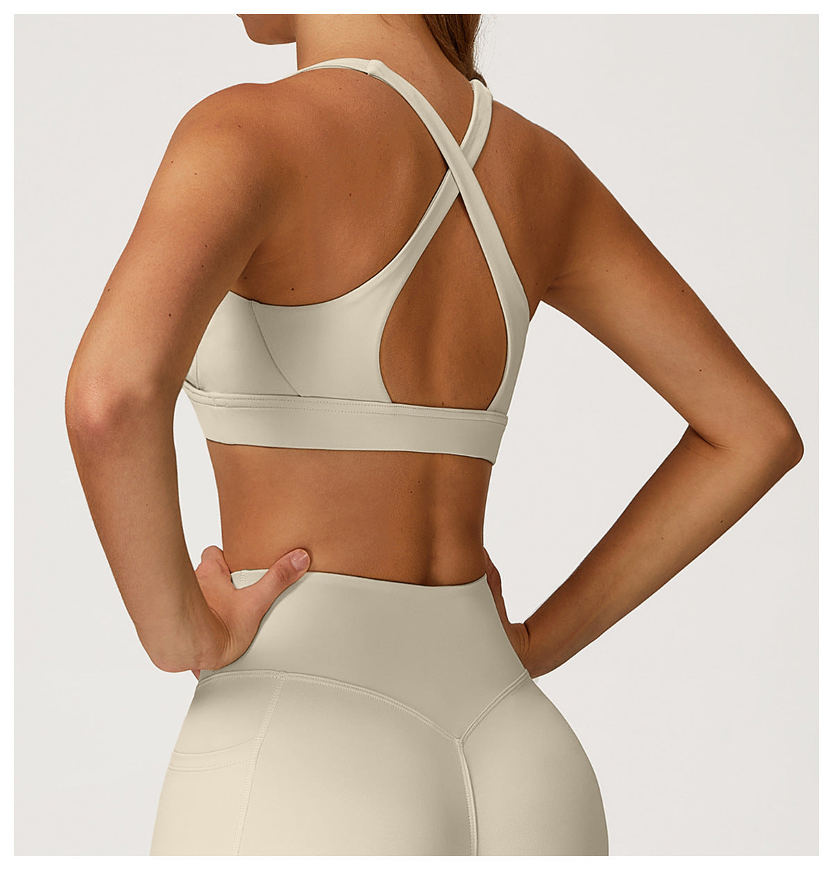 Nude Feel Yoga Bra Cross Beauty Back High Sense Sports Bra Women Running Workout Exercise Underwear
