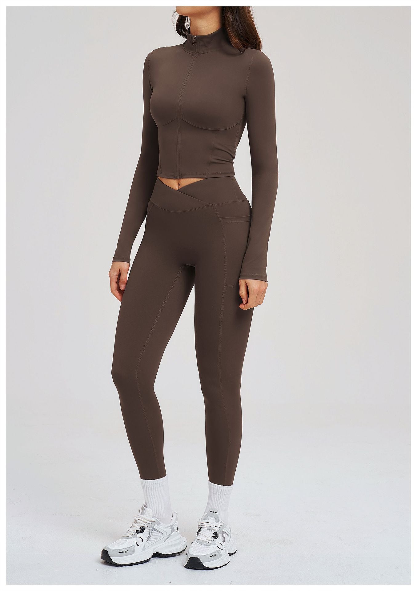 Women Nude Feel Yoga Zipper Tight Sports Workout Clothes Outdoor Running Sports Set