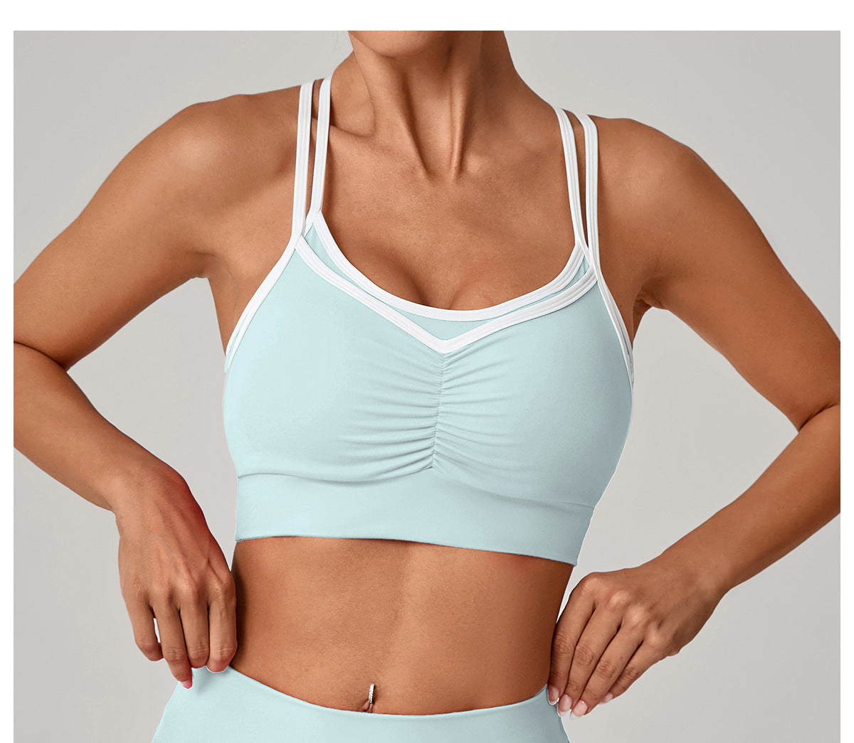 Autumn Sand Tight Nude Feel Contrast Color Sports Bra Women Backless Yoga Vest Workout Clothes Outer Wear Sports Top