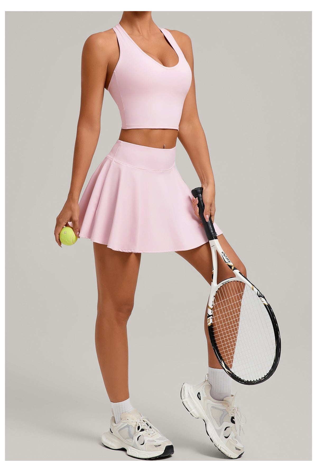 Tennis Sports Vest Short Skirt Two Piece Tight High Waist Anti Exposure All Match Fitness Tennis Skirt Set for Women