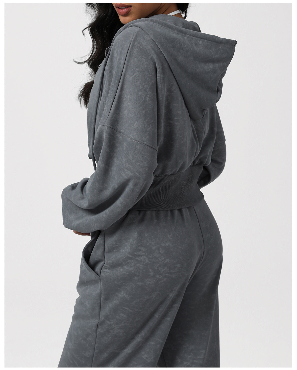 Printing Fitness Sweater Women Loose Hooded Coat Sports Pocket Casual Pants Training Two Piece Sets