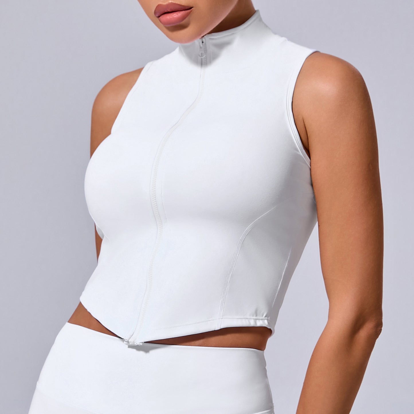 Exercise Sleeveless Stand Collar Jacket Women Zipper Coat Yoga Jacket Autumn Winter Running Training Quick Drying Vest